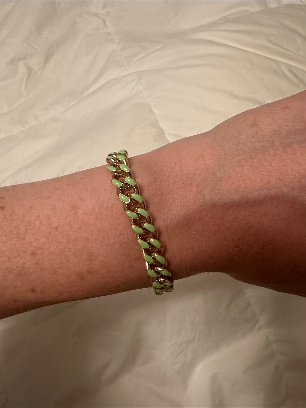 Gold and Green Chain Link Bracelet